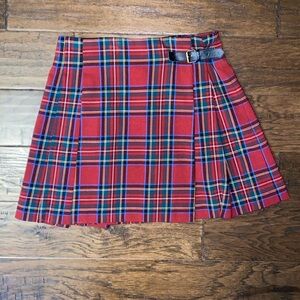 UNIQLO Adjustable Plaid Pleated Wrap Skirt
